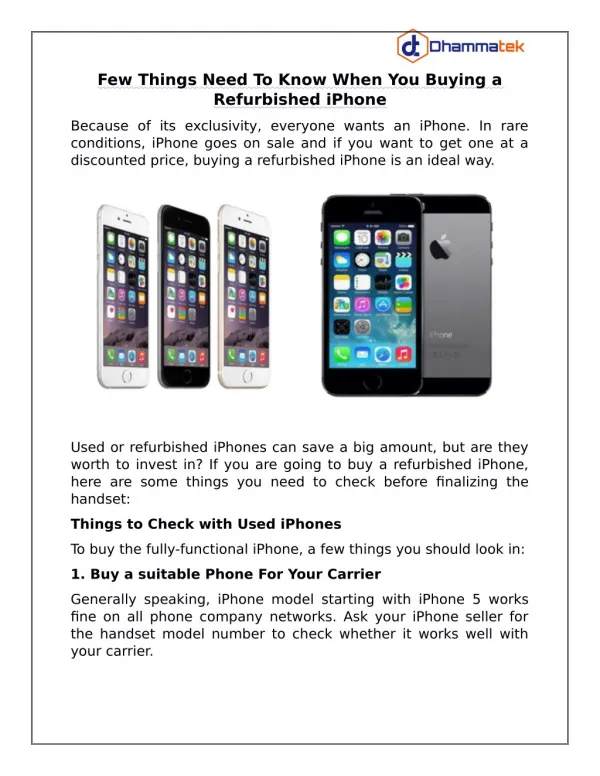 Few Things Need To Know When You Buying a Refurbished iPhone