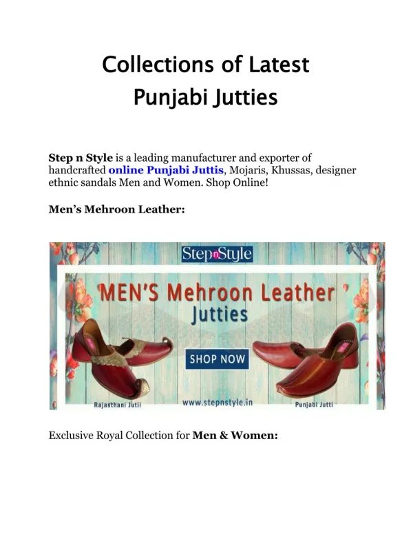 Collections of Latest Punjabi Jutties