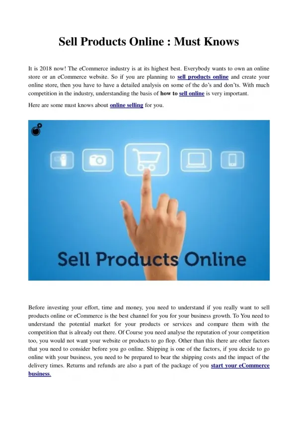 Sell Products Online : Must Knows