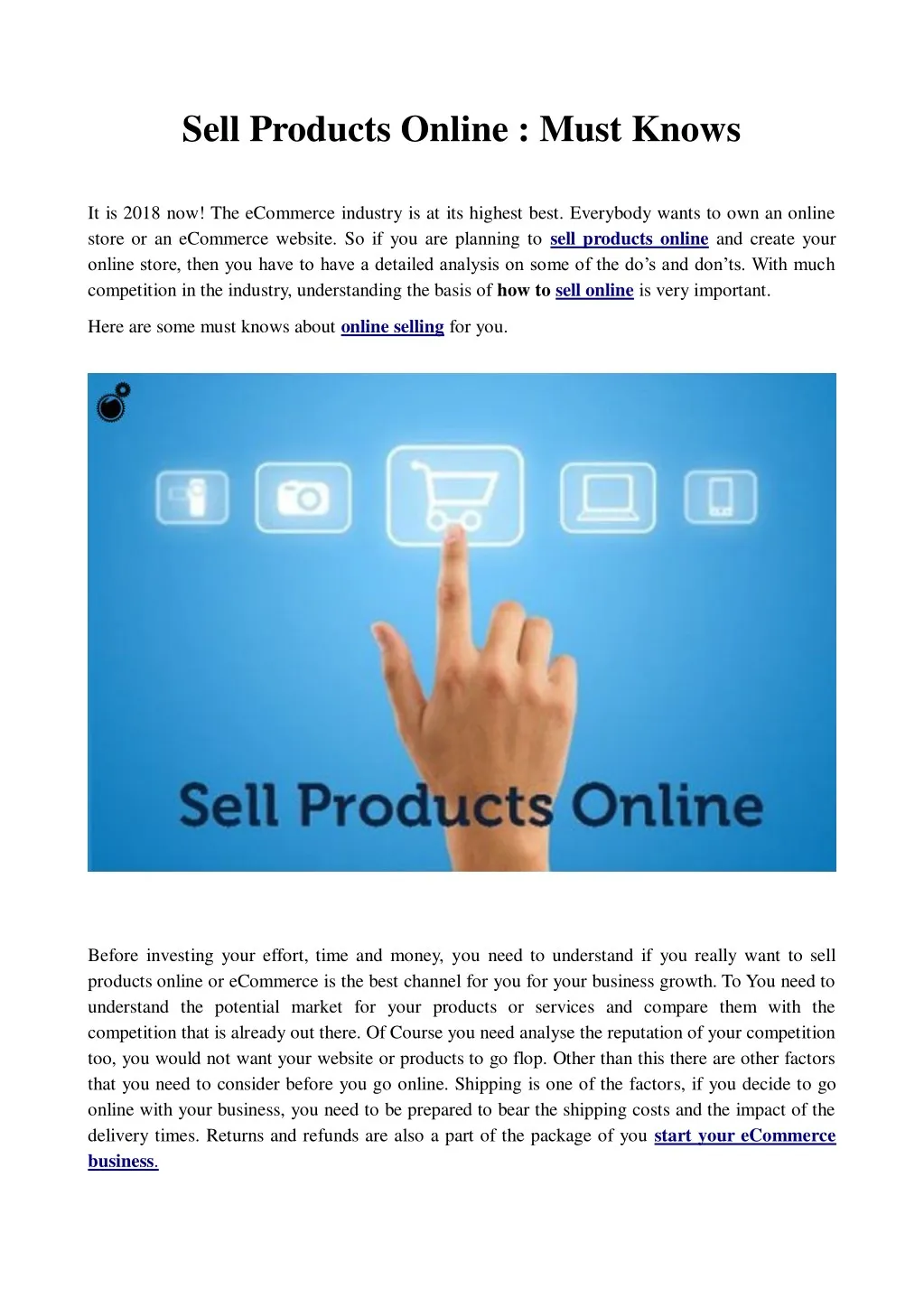 sell products online must knows