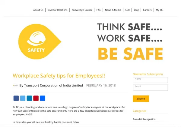 Workplace Safety tips for Employees