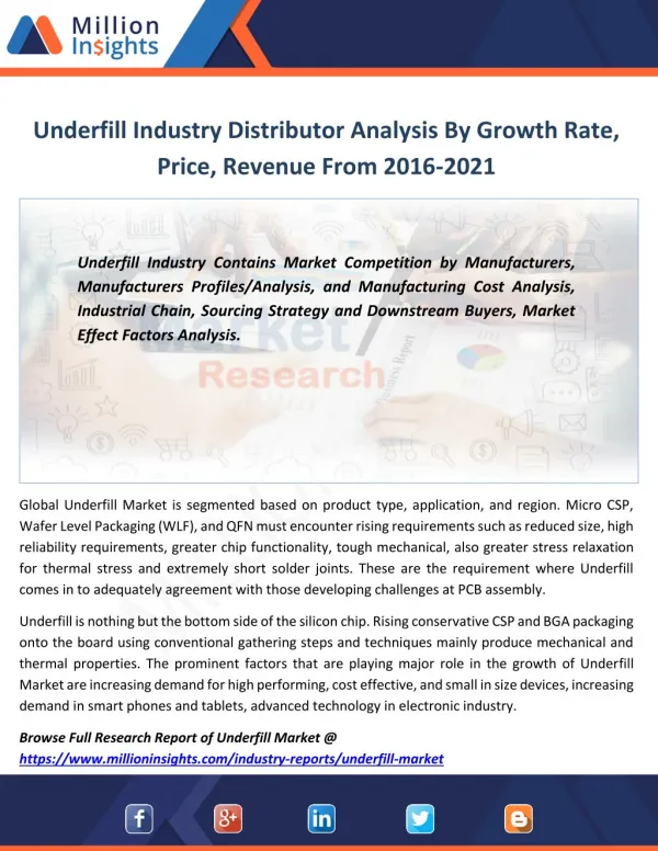Underfill Market Project Investment Feasibility Forecast 2021 By Value, Volume Analysis