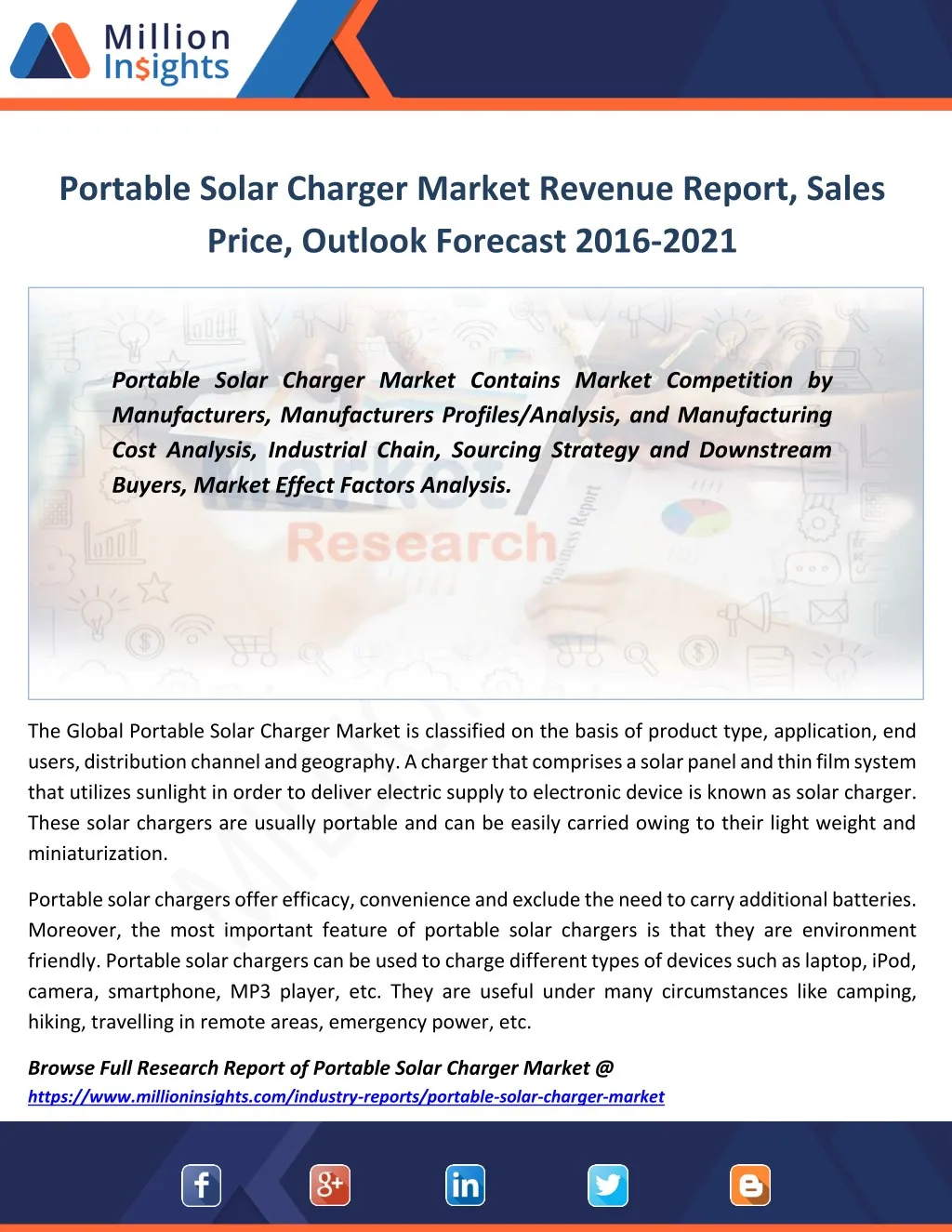 portable solar charger market revenue report