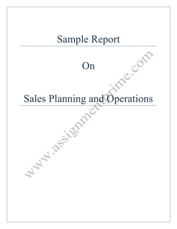 Sales Planning and Operations: Sample By Experts