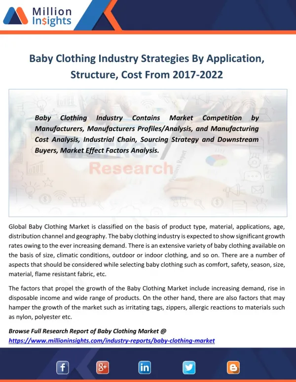 Baby Clothing Industry Project Investment Feasibility By Size, share Forecast 2022