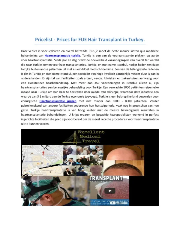 Haartransplantaties Turkije - Uitstekende kwaliteit en scherpe prijzen