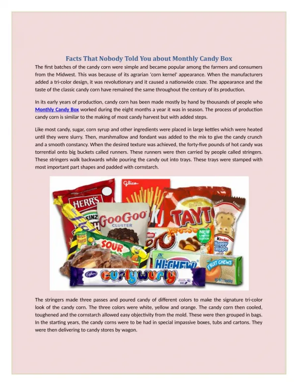 Facts That Nobody Told You About Monthly Candy Box