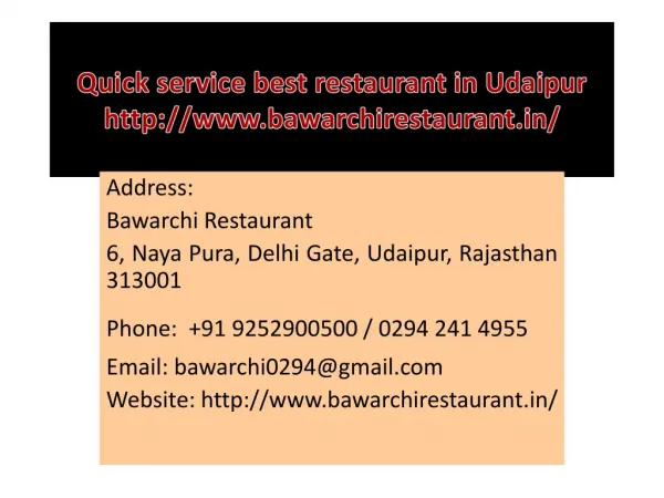 Quick service best restaurant in Udaipur