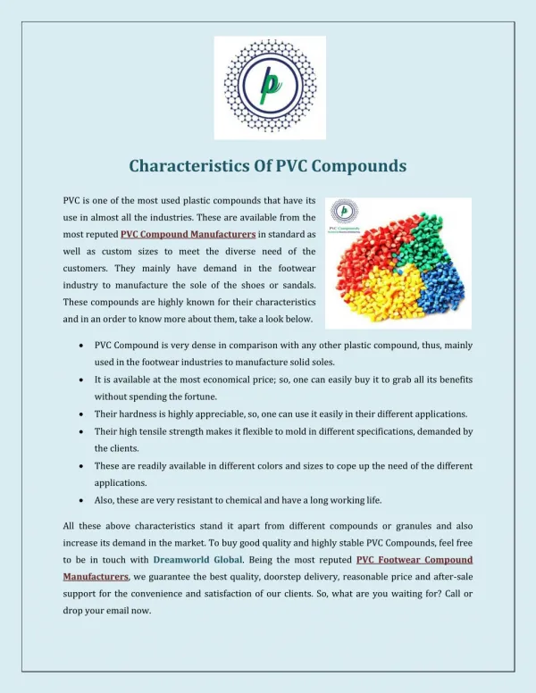 Characteristics Of PVC Compounds