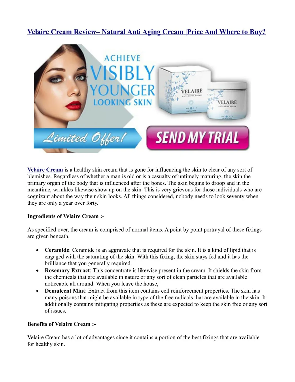velaire cream review natural anti aging cream