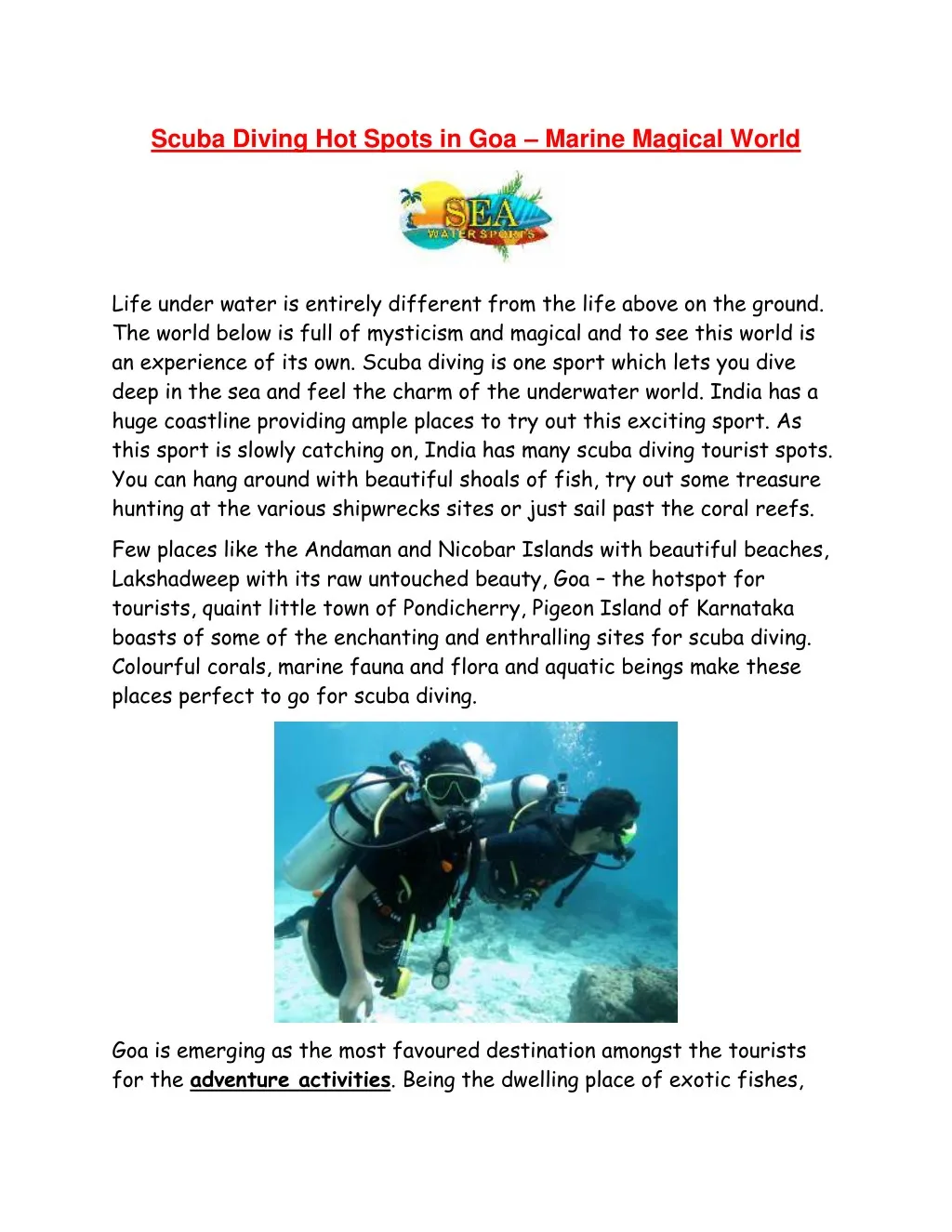 scuba diving hot spots in goa marine magical world