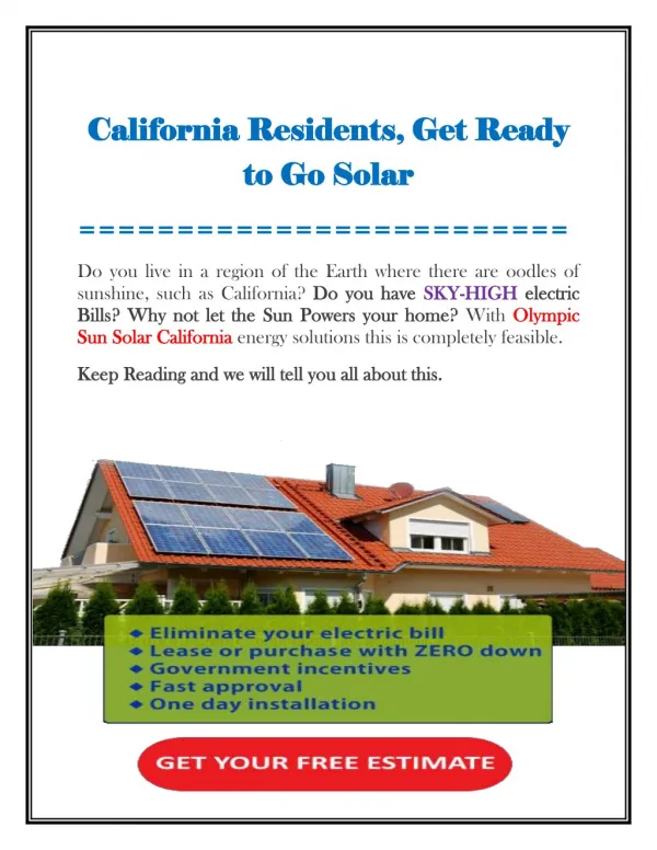Solar Power Companies California