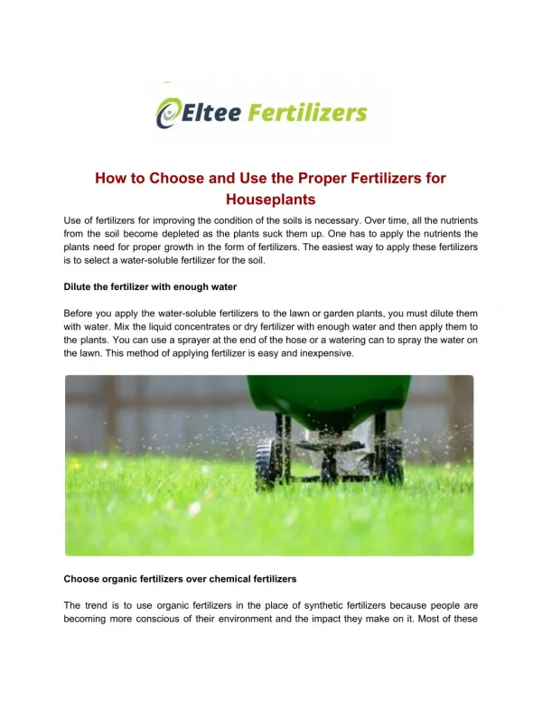 How to choose and use the proper fertilizers for houseplants