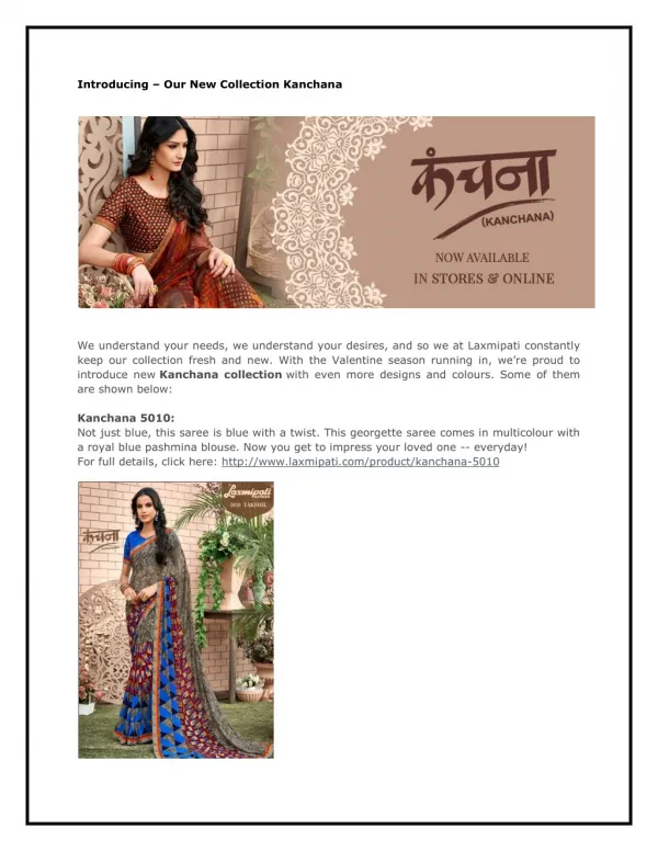 Introducing – Our New Collection Kanchana