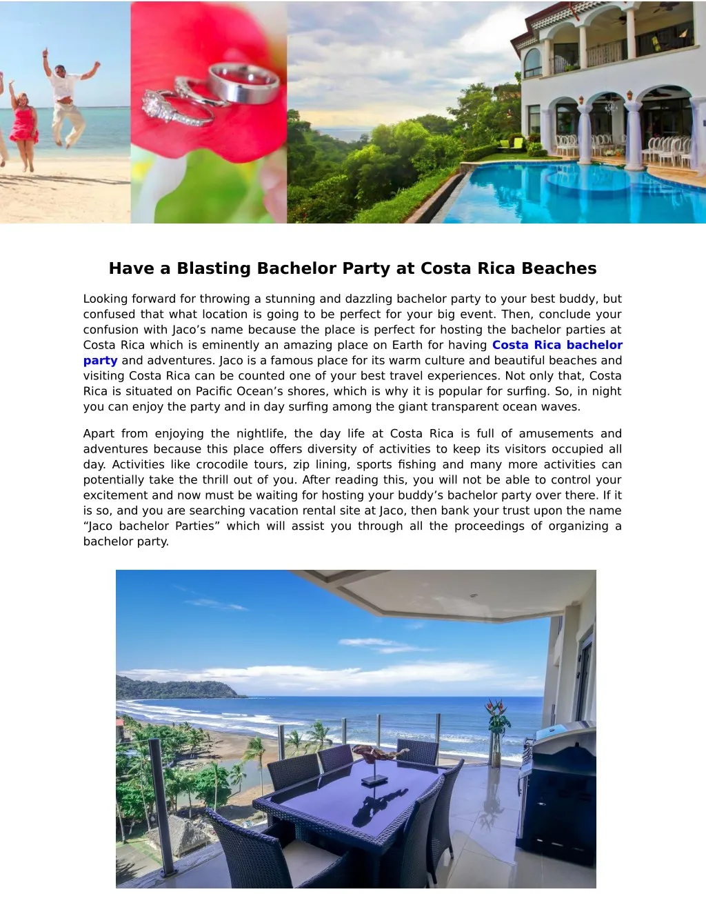 have a blasting bachelor party at costa rica