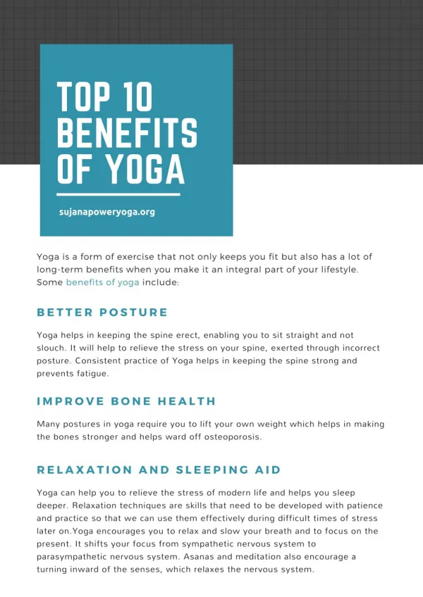 Benefits of yoga - Sujana power yoga