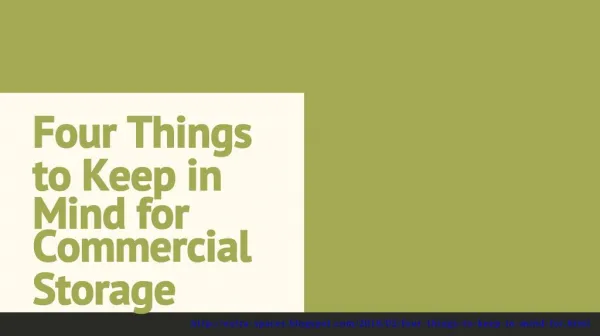 Four Things to Keep in Mind for Commercial Storage
