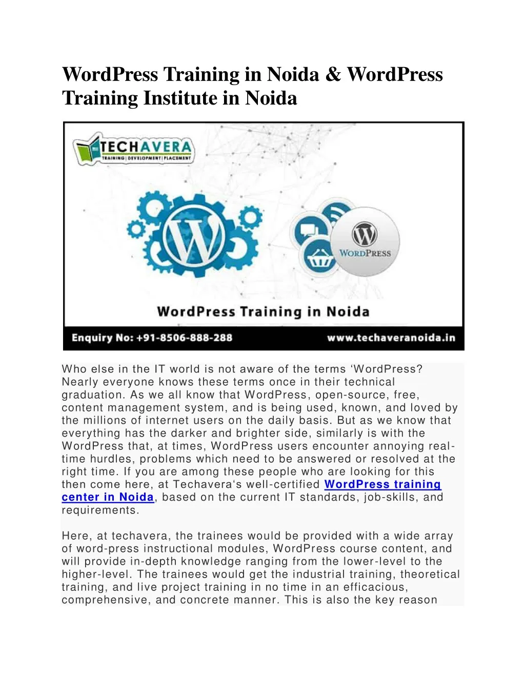wordpress training in noida wordpress training