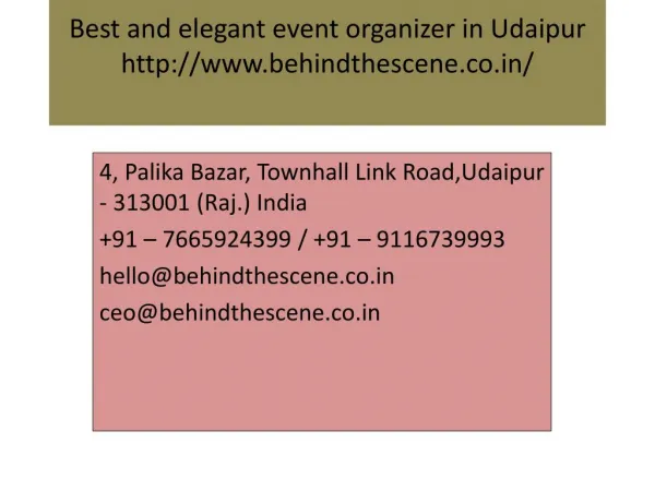 Best and elegant event organizer in Udaipur