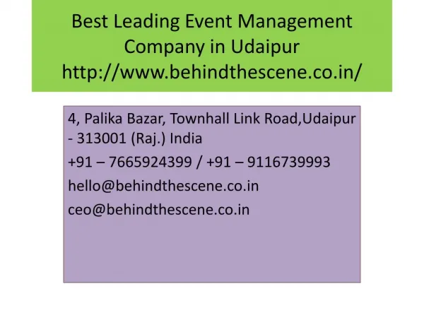 Best Leading Event Management Company in Udaipur