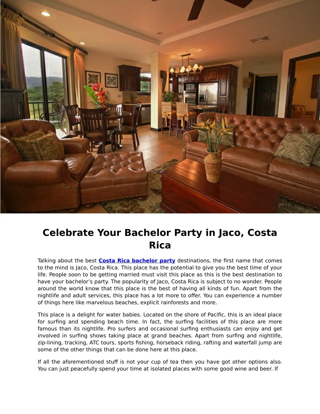 celebrate your bachelor party in jaco costa rica