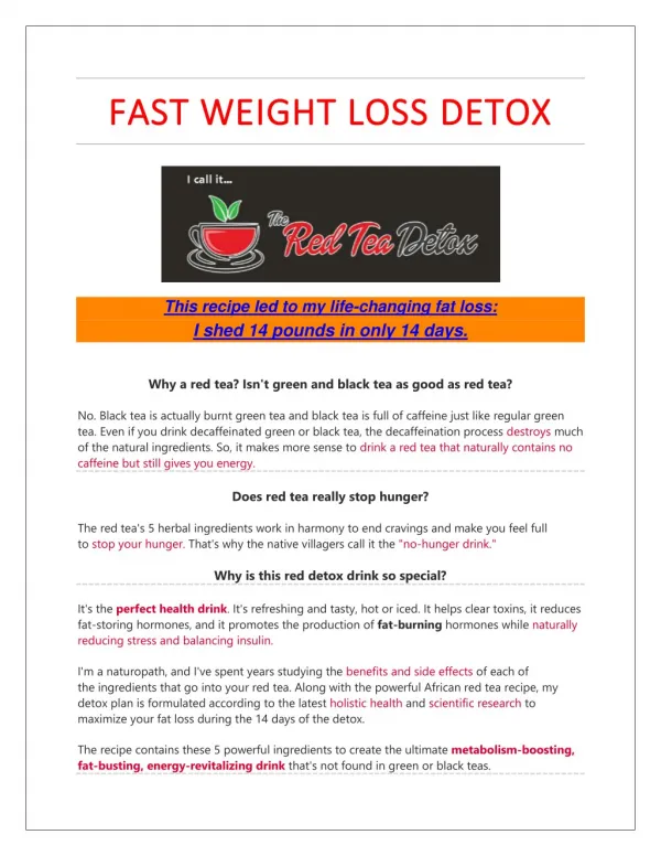 The fast weight loss detox