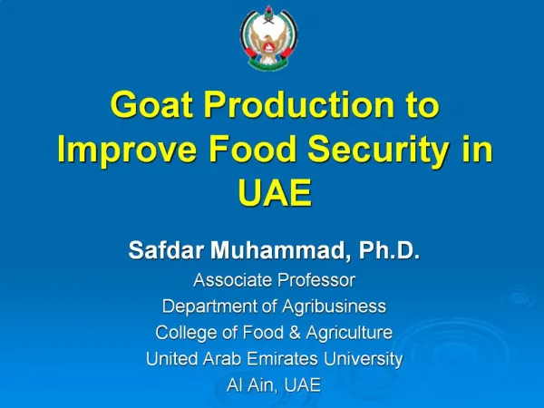 Goat Production to Improve Food Security in UAE