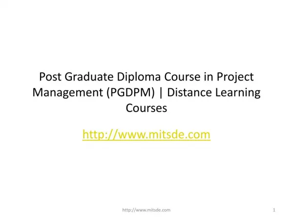 Post Graduate Diploma Course in Project Management (PGDPM) | Distance Learning Courses