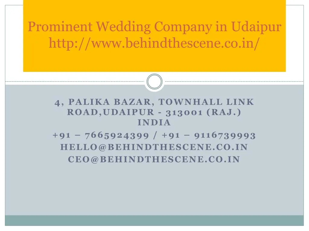 prominent wedding company in udaipur http www behindthescene co in