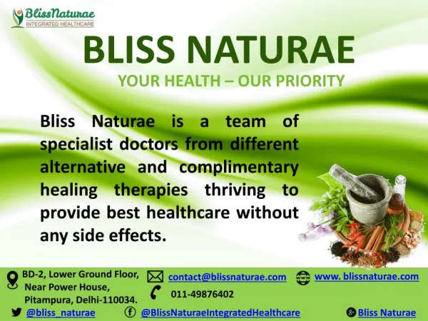 Healthcare centre - Homeopathic, naturopathic doctors & clinic in Delhi - Bliss Naturae