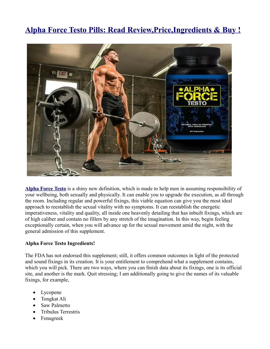 alpha force testo pills read review price