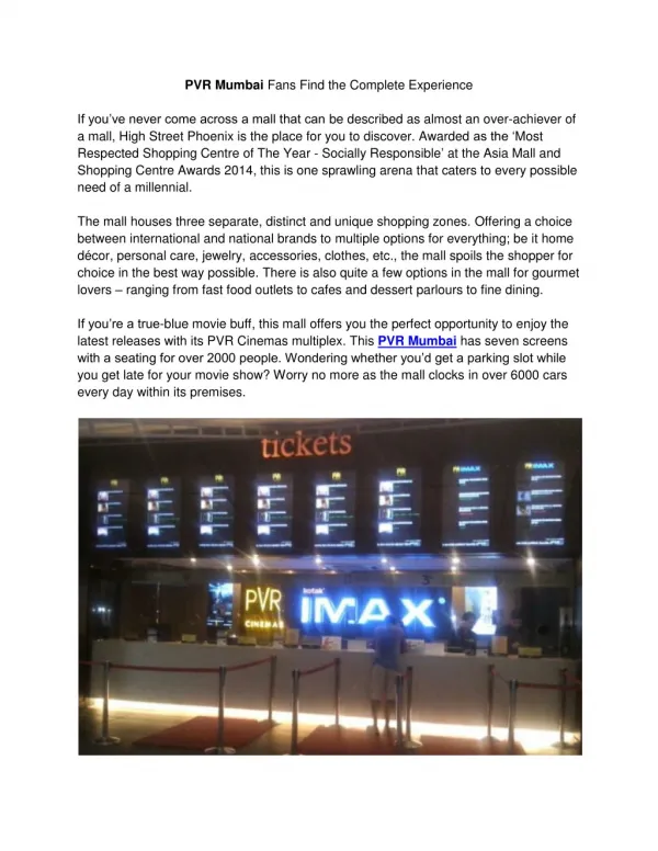 PVR Mumbai Fans Find the Complete Experience