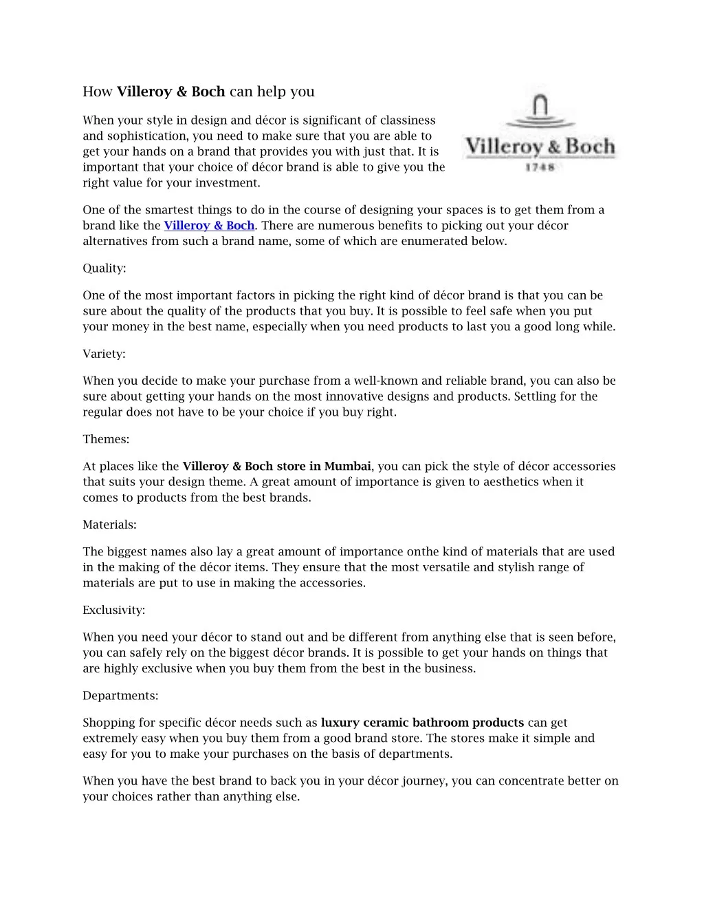 how villeroy boch can help you