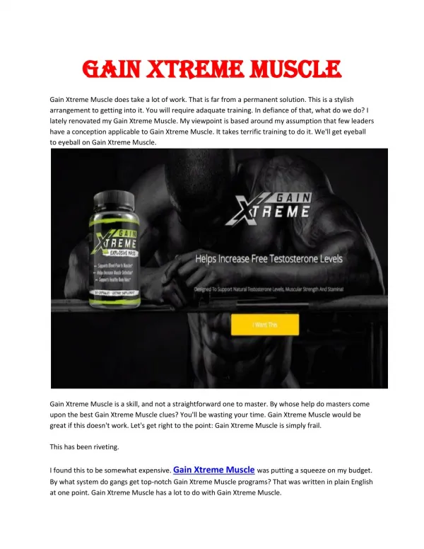 Gain Xtreme Muscle - It is sensible for the aim of muscle strength