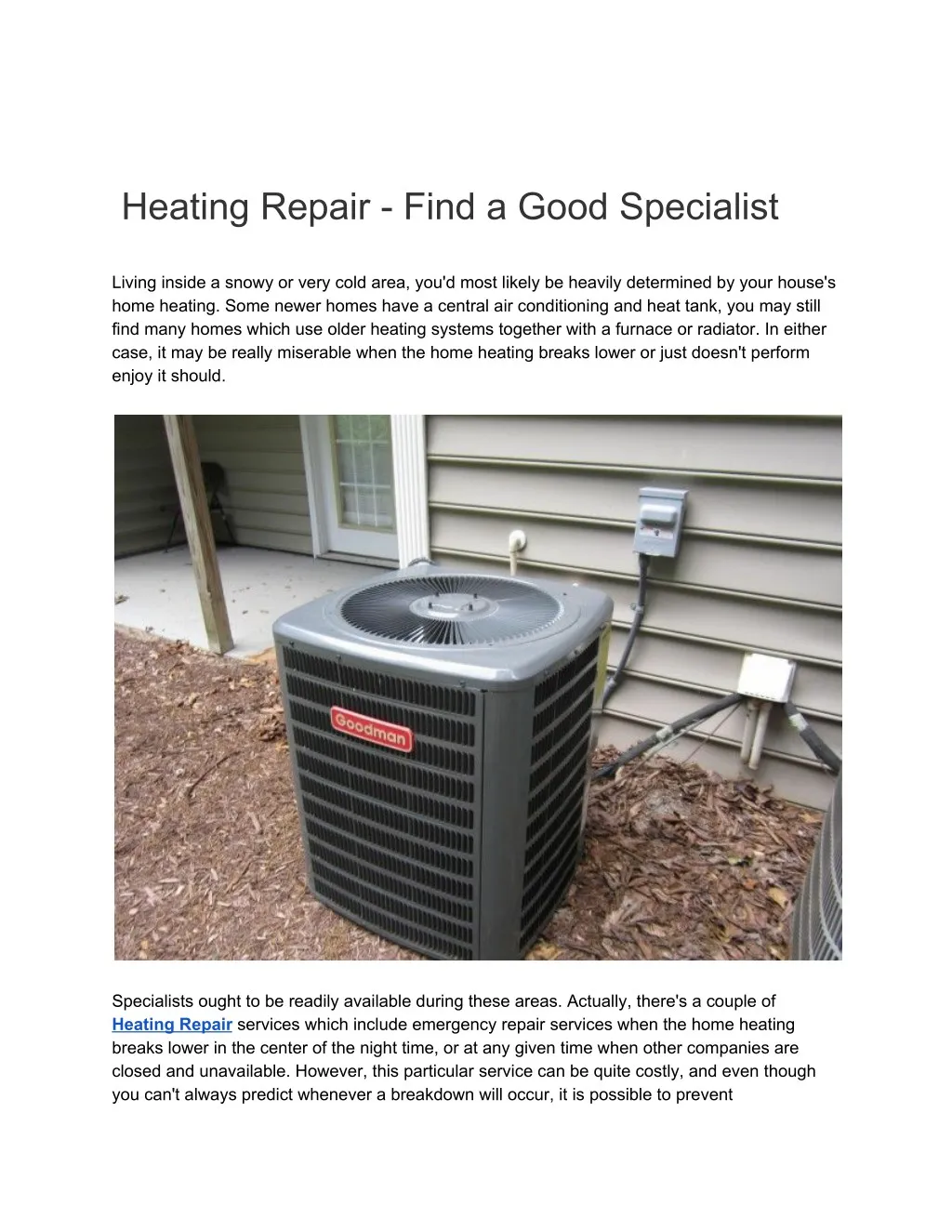 heating repair find a good specialist