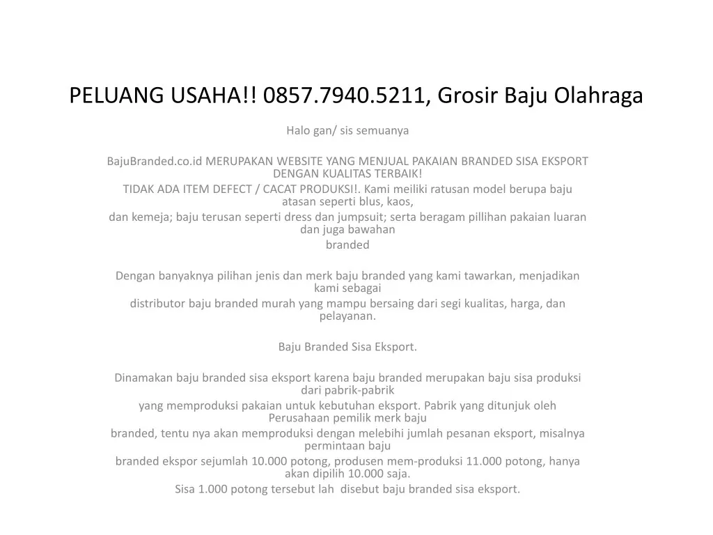 peluang usaha 0857 7940 5211 grosir baju olahraga