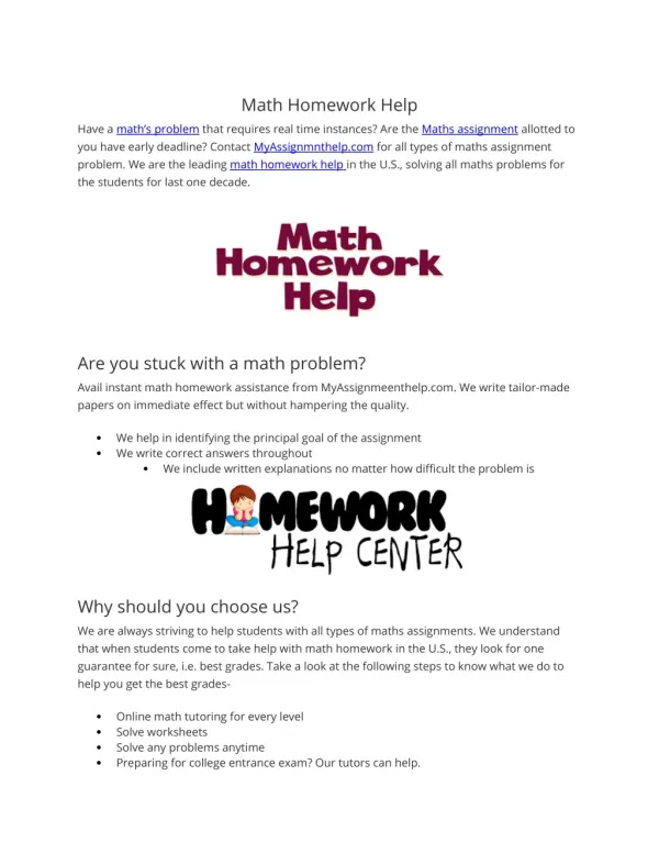 free USA math homework helper