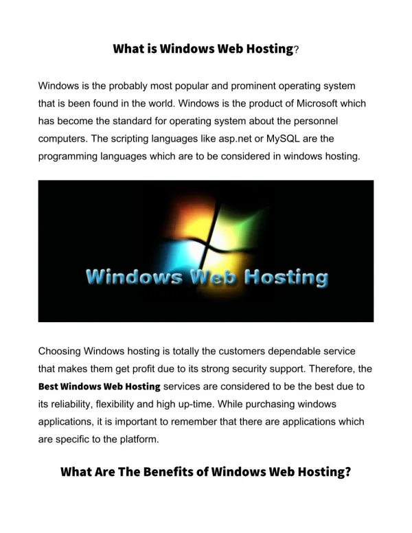 Best Windows Web Hosting