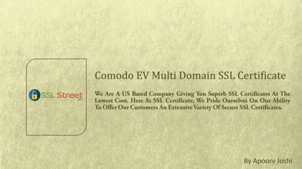 Comodo EV Multi Domain SSL Certificate with Highest Encryption in USA