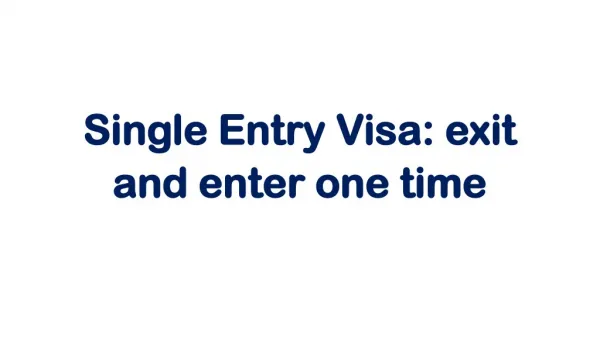 Single Entry Visa: exit and enter one time