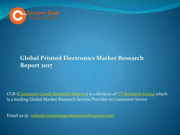 Global Printed Electronics Market Research Report 2017