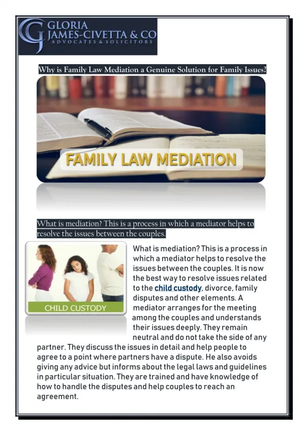 Why is Family Law Mediation a Genuine Solution for Family Issues?