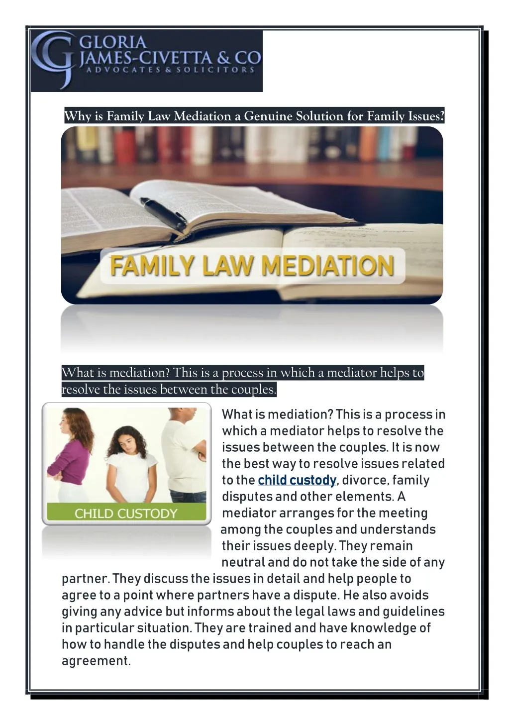 why is family law mediation a genuine solution