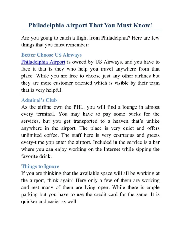 Philadelphia Airport That You Must Know!