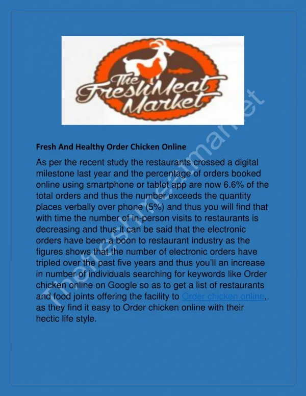 Fresh And Healthy Order Chicken Online