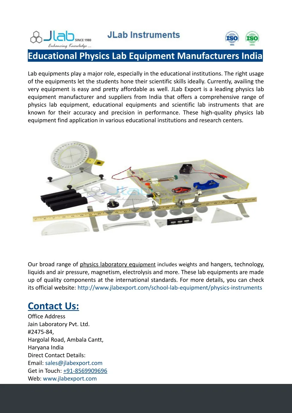 educational physics lab equipment manufacturers