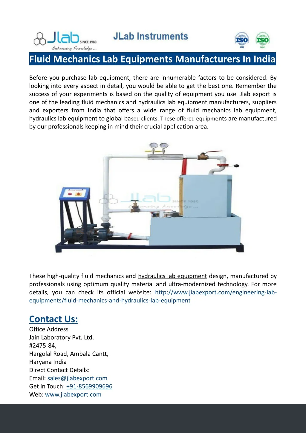 fluid mechanics lab equipments manufacturers