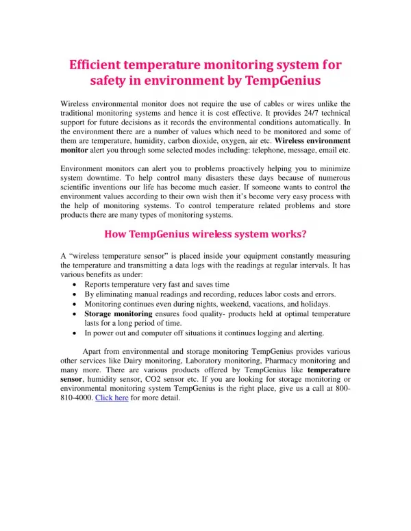 Efficient temperature monitoring system for safety in environment by TempGenius