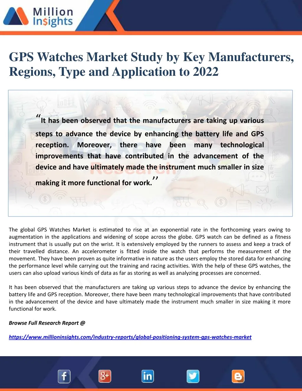 gps watches market study by key manufacturers