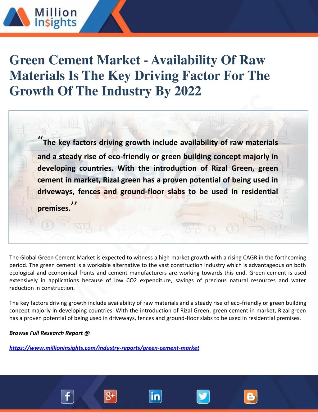 green cement market availability of raw materials
